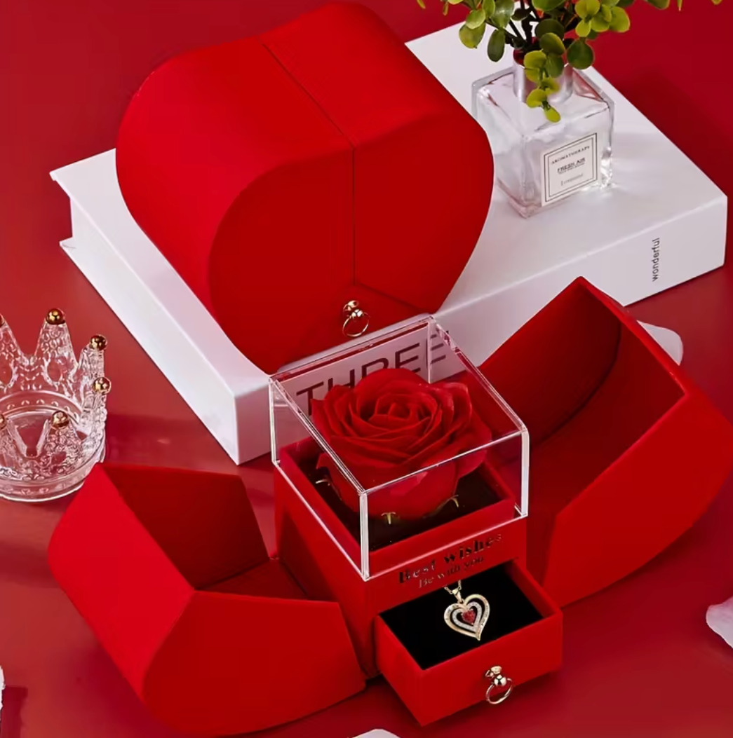 🌹💖 ROSA ETERNA CON JOYERO SECRETO – REGALO 2 EN 1 💖🌹